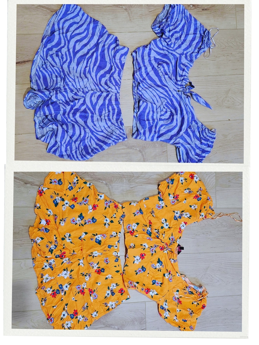 Two-piece Set — Purple Zebra & Yellow Floral Crop Top + Skirt Sets